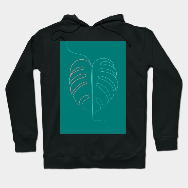 Swiss Cheese Plant Leaf ( teal version ) Hoodie by AdamRegester